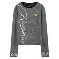 NoEmosen Stripe Print Splicing Crew Neck Long Sleeve