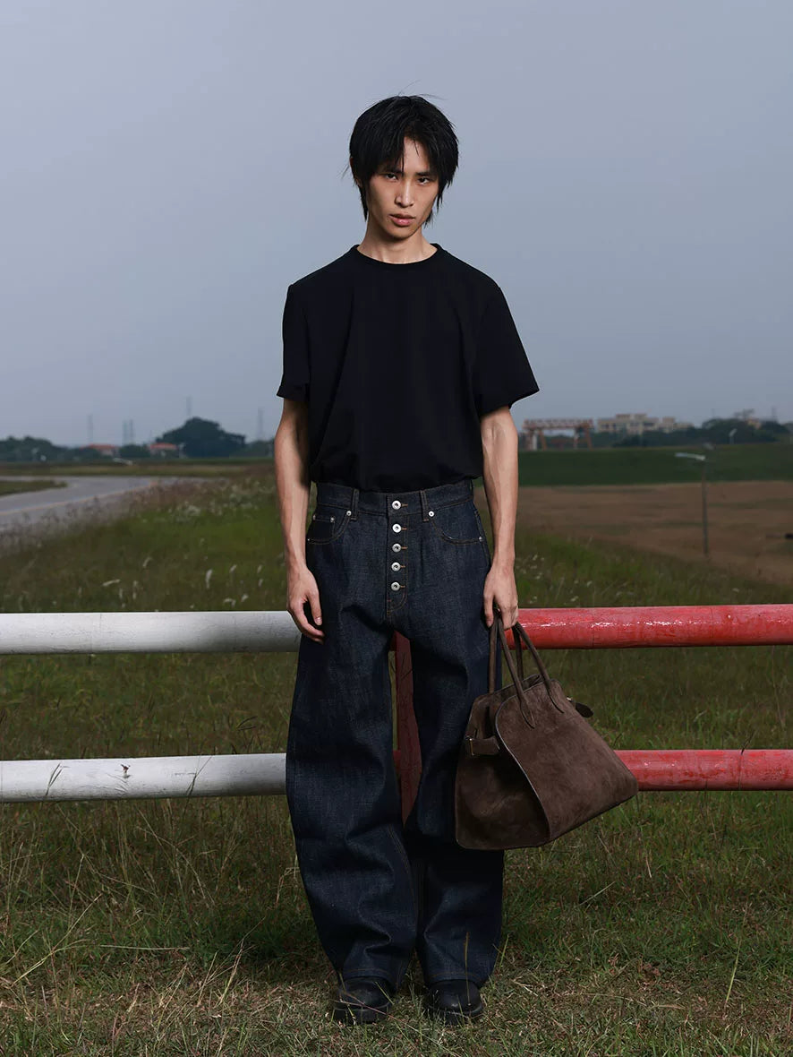 BigProduction Five-button Loose Straight Jeans