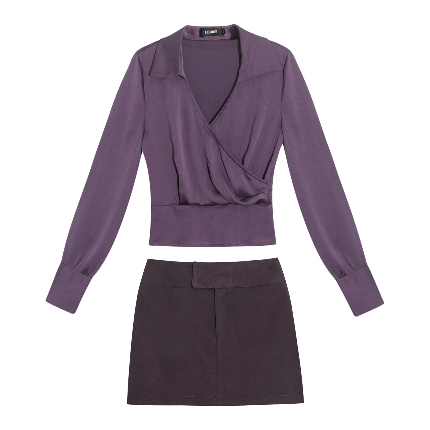 LLROGE Purple Shirt Top + A Pendulum Short Skirt Set