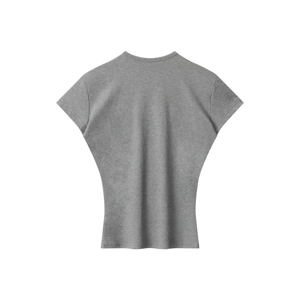 Nariele Simple Front Shoulder Slim Fit Waist Tee