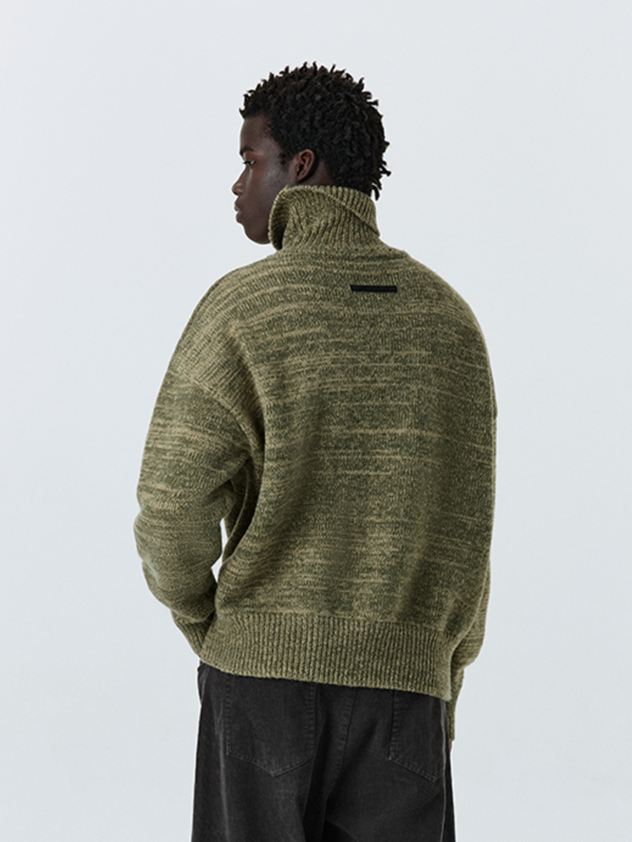 ATRY Retro Stand-up Collar Gradual Change Sweater