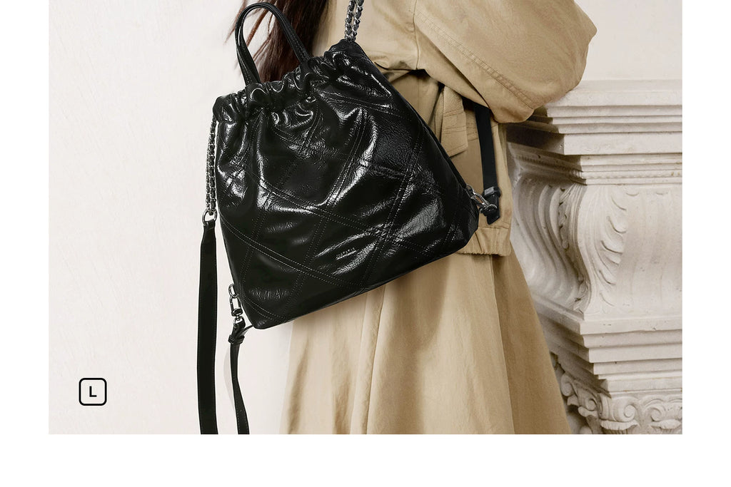 JUST STAR Rhombus Dual-purpose Double Shoulder Large-capacity Tote Bag