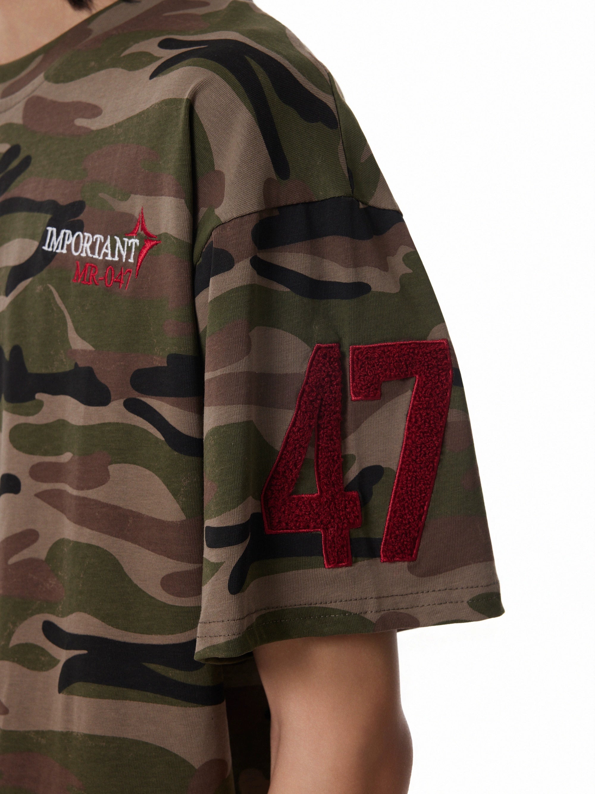 BTSG Niche High Street Embroidery Washed Camouflage Oversized Tee