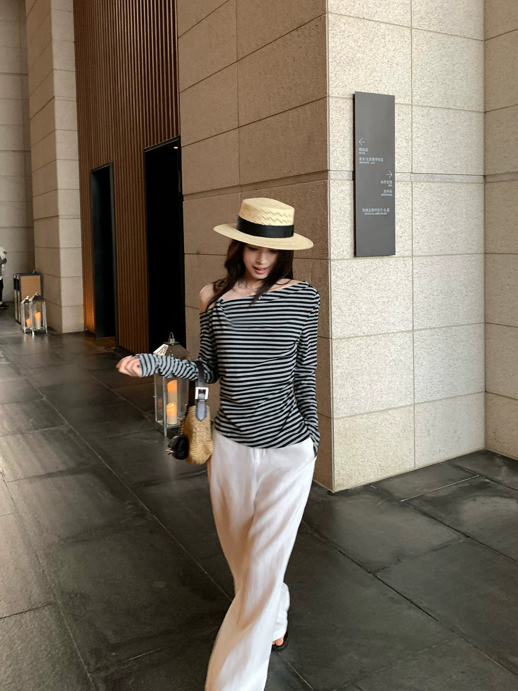 Pusumede Casual Versatile Slash Shoulder Knitted Long Sleeve