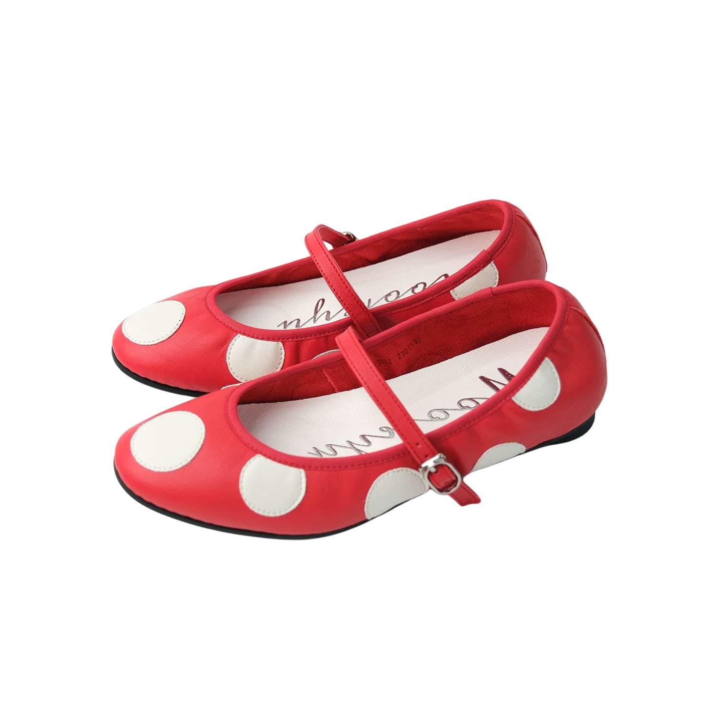 Mooreyu Polka Dot Round Head Shallow Mouth One Word with Flat Shoes