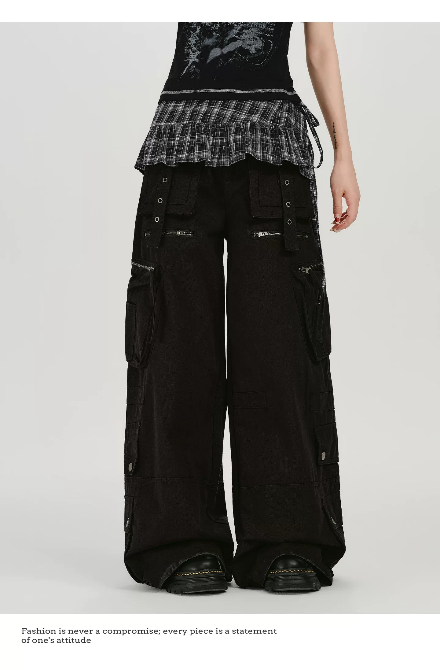 Girlyhalo Casual Versatile Plaid Fart Curtain