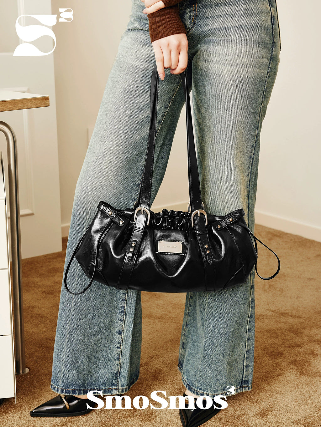 SmoSmos Niche Shoulder Commuter Cowhide Handbag