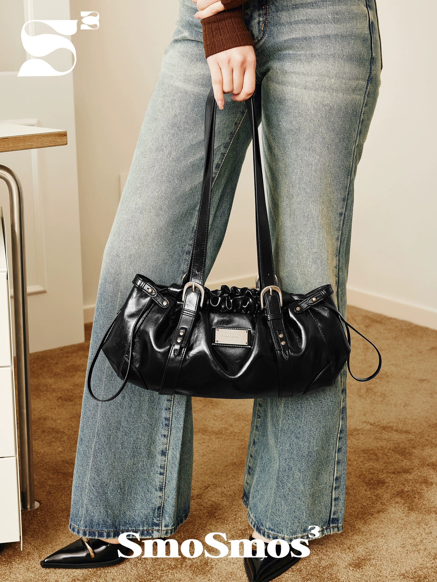 SmoSmos Niche Shoulder Commuter Cowhide Handbag