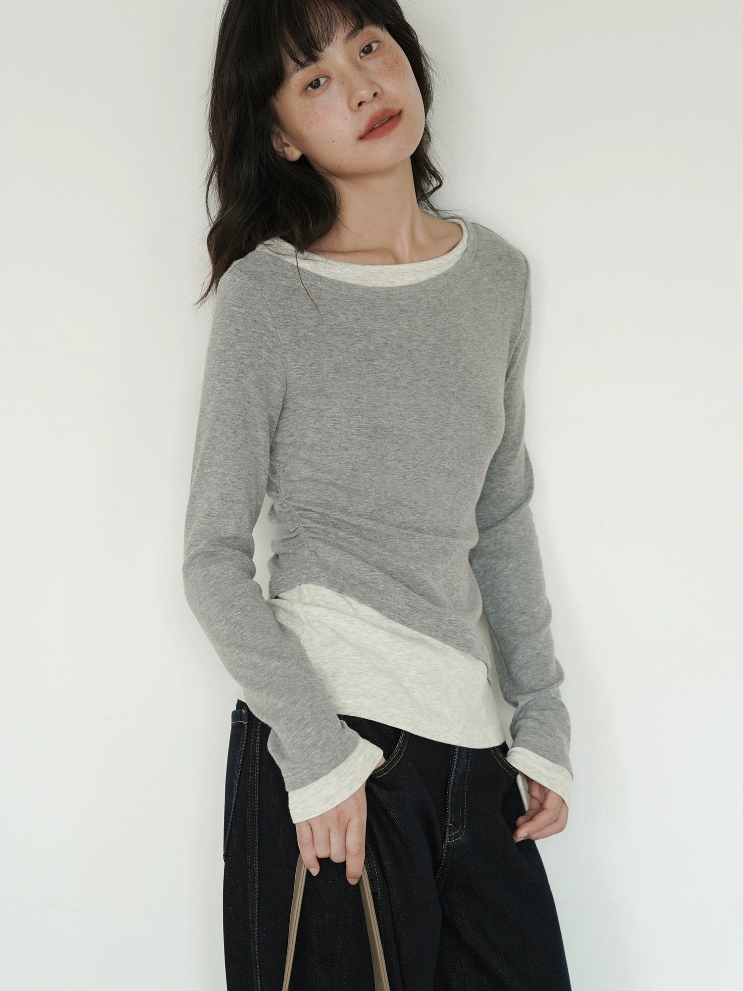 EIGHTHMONTH Fake Two Pieces Thin Contrasting Long Sleeves