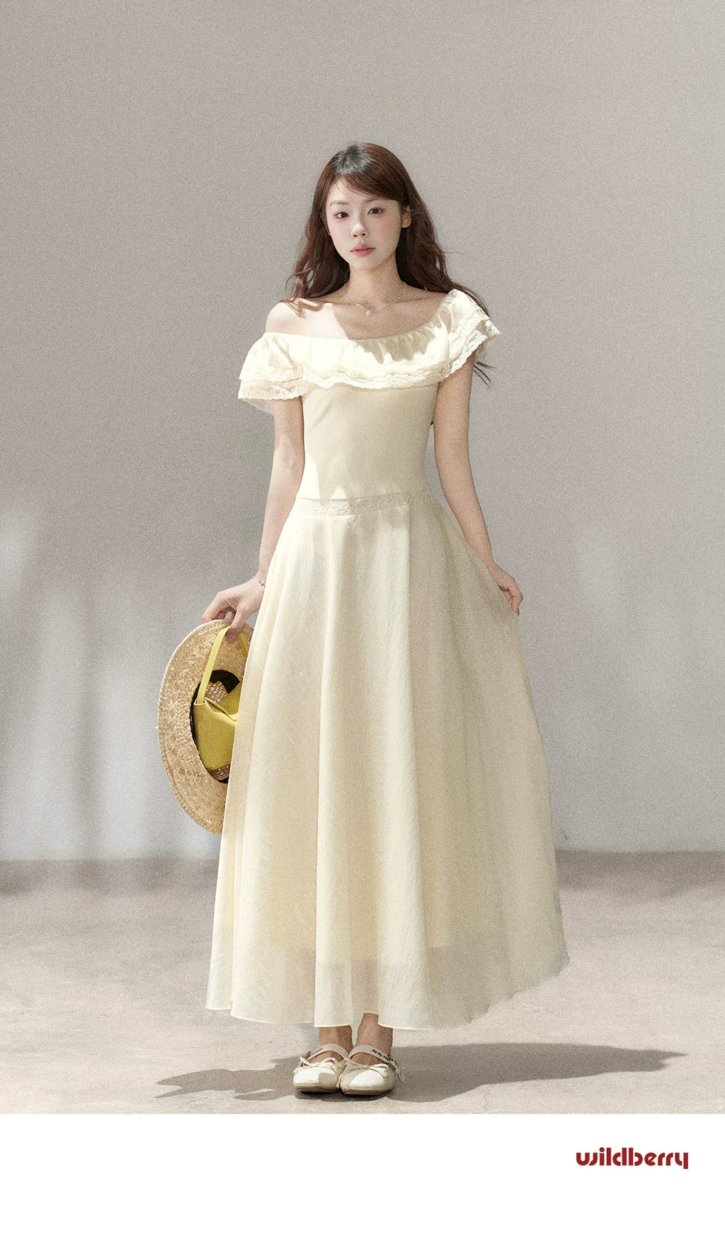 Wildberry Waist Slanted Shoulder Dress