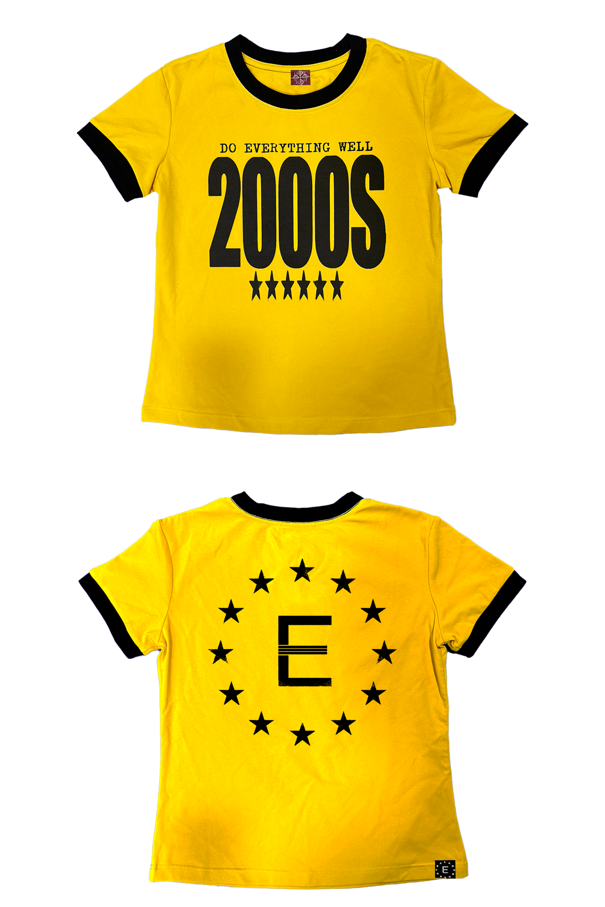 DETW 25ss * "2000S" Front Shoulder Slim Color Matching Short Sleeve Simple Commuter Tee