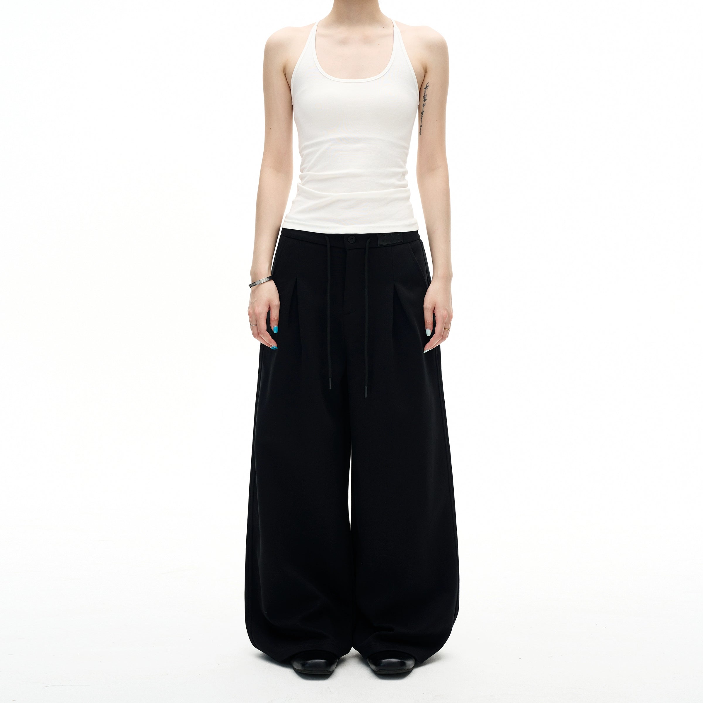 MADWITCH Vintage Drape Wide-leg Versatile Double-pleated Slacks