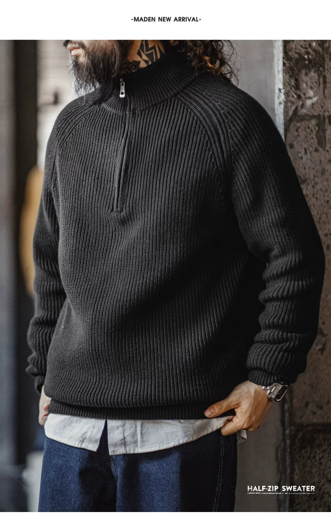 Madden Vintage Half-Zip Turtleneck Neck Sweater