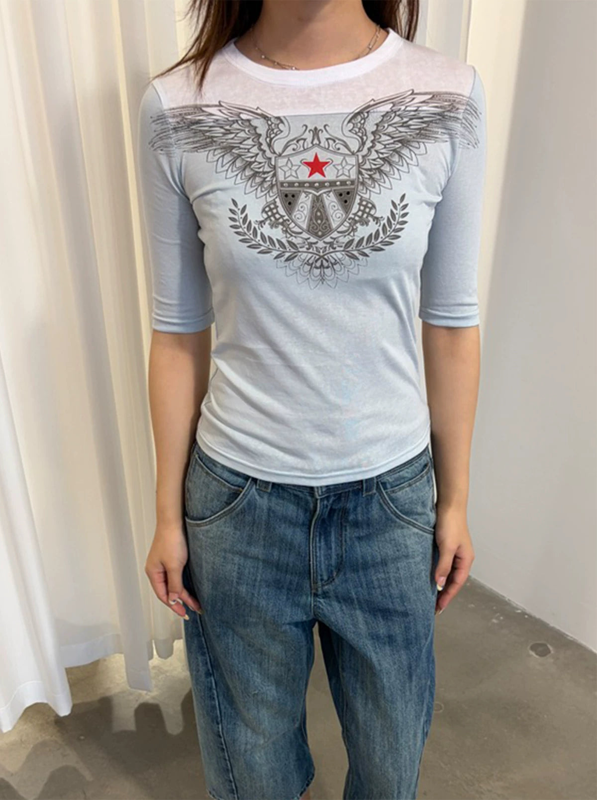 InsGale Eagle Stitching Slim Tee