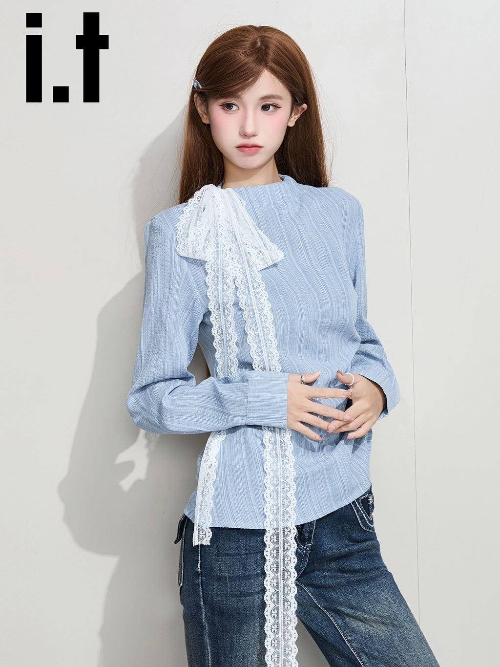 IT: GROUNDZERO Silk Scarf Foreign Style Casual Long Sleeve