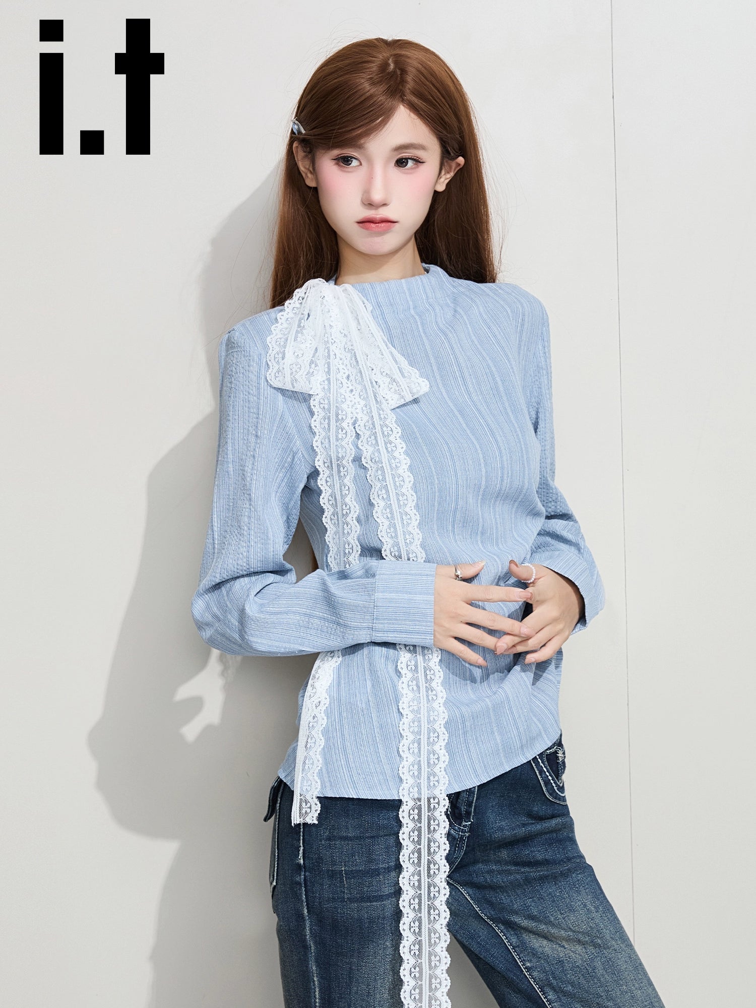 IT: GROUNDZERO Silk Scarf Foreign Style Casual Long Sleeve