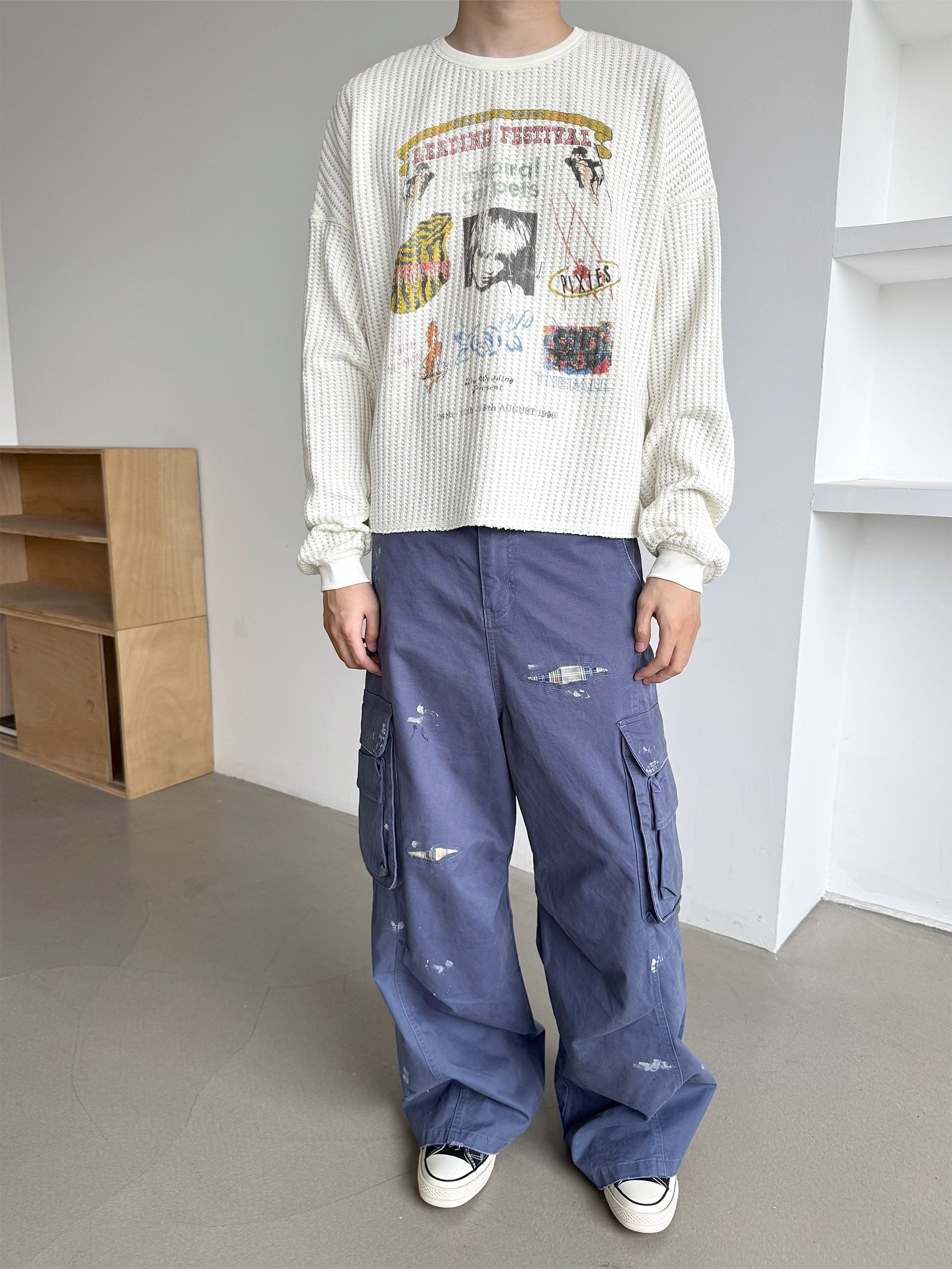 Erole Waffle Digital Printed Pullover Sweater