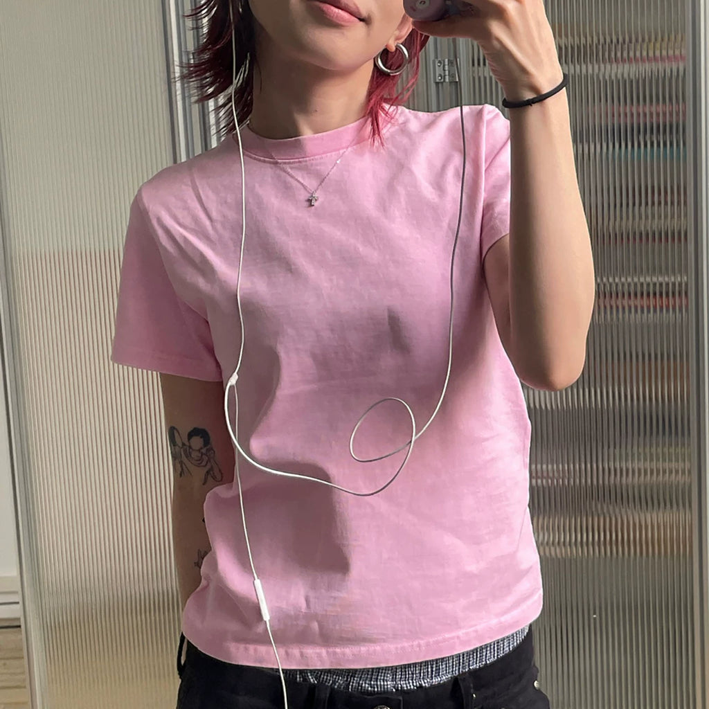 MMBBT Shoulder Short Versatile Casual Round Neck Tee
