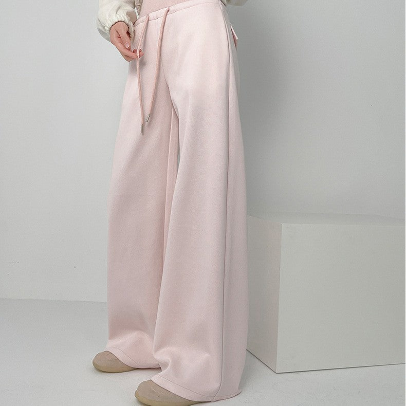 TIANQINGSE High-waisted Slim Straight Casual Wide-leg Sweatpants