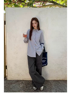 KANO Plaid Bag Long-sleeved Loose Shirt