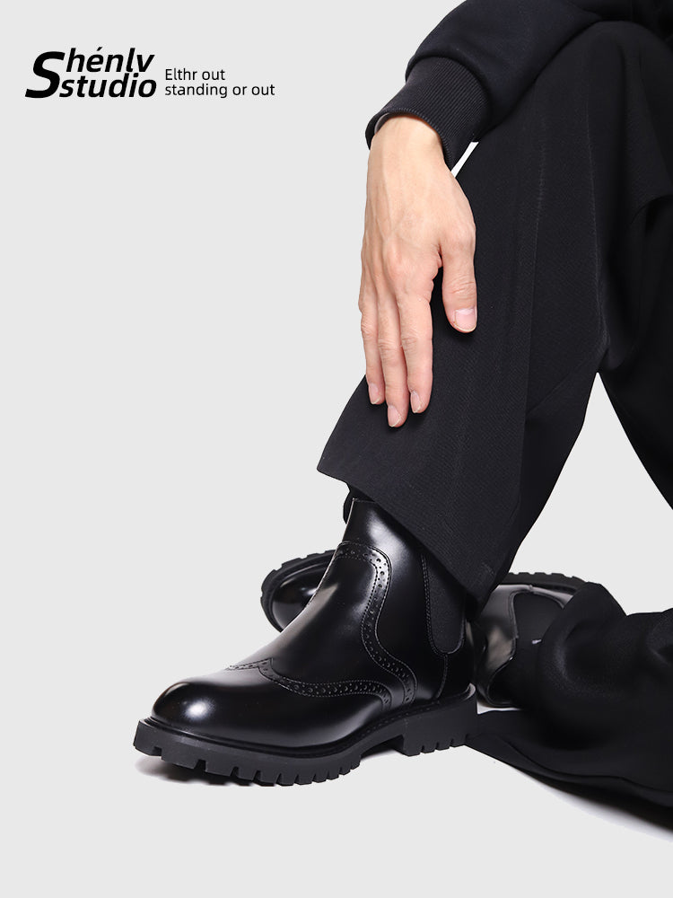 SHENLV STUDIO British High-top Pointed Chelsea Boots