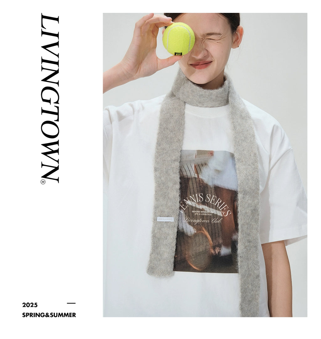 LIVINGTOWN Retro Tennis Theme Print Versatile tee