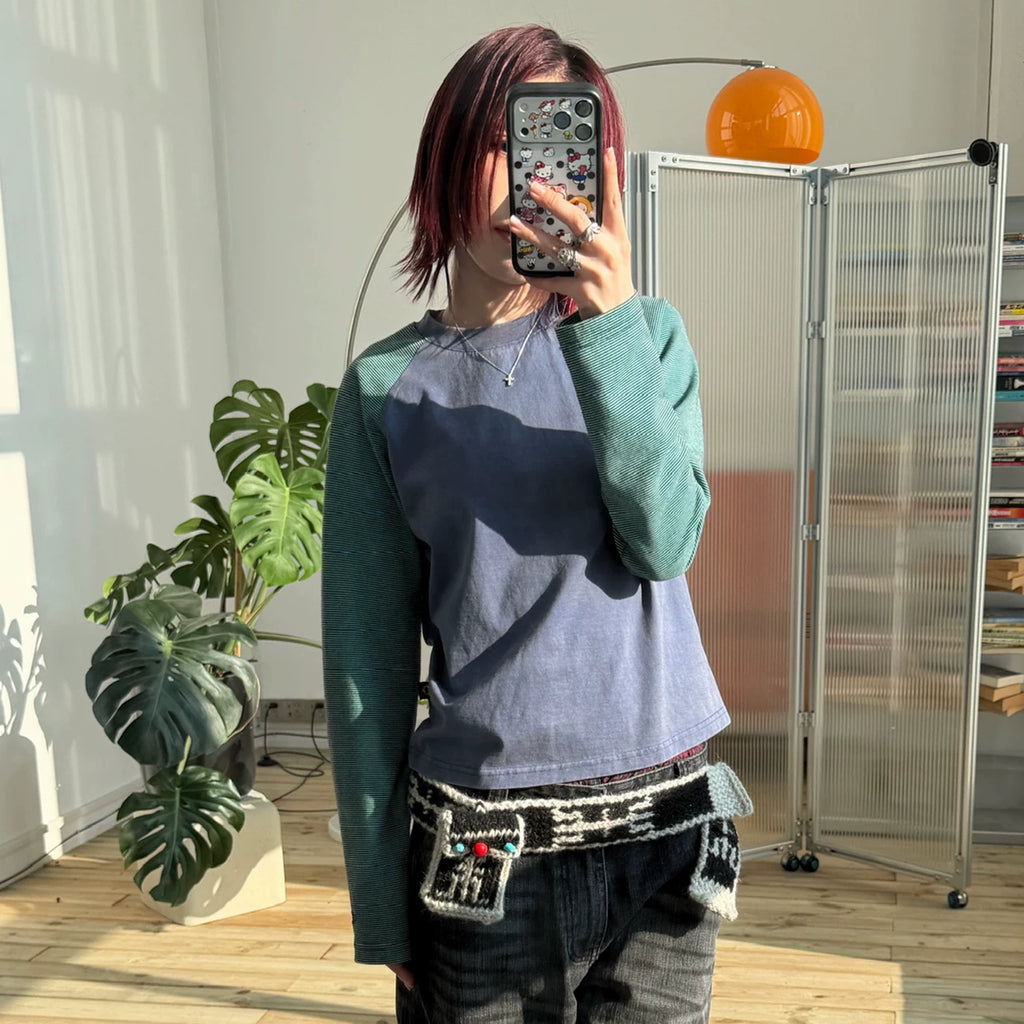 MMBBT Pinstriped Shoulder Sleeves Color Matching Long Sleeves