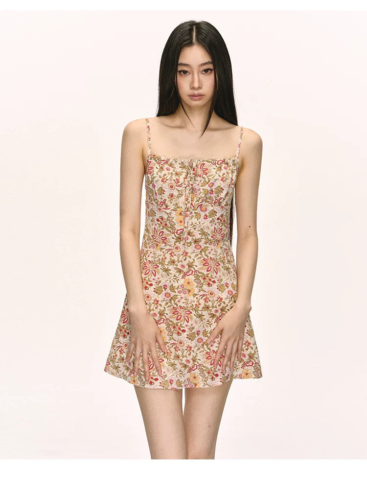Anna Aneae Waist Thin Floral Suspender Dress