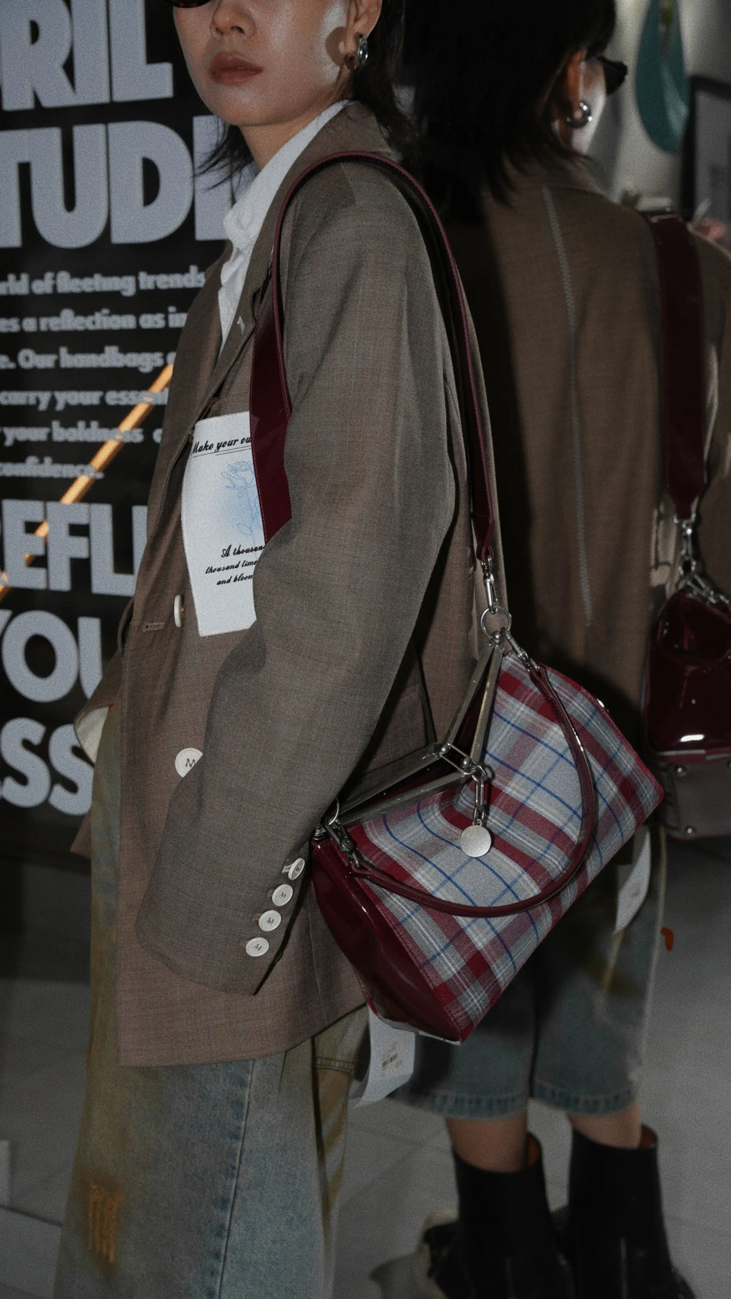 IUBALLET Vintage Plaid Large Capacity Underarm Bag