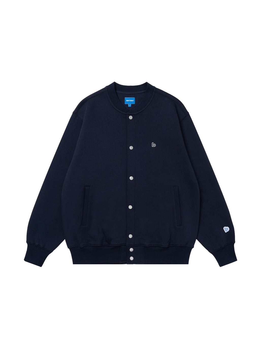 BENT IDEA Crew Neck Loose Baseball Sweater Jacket