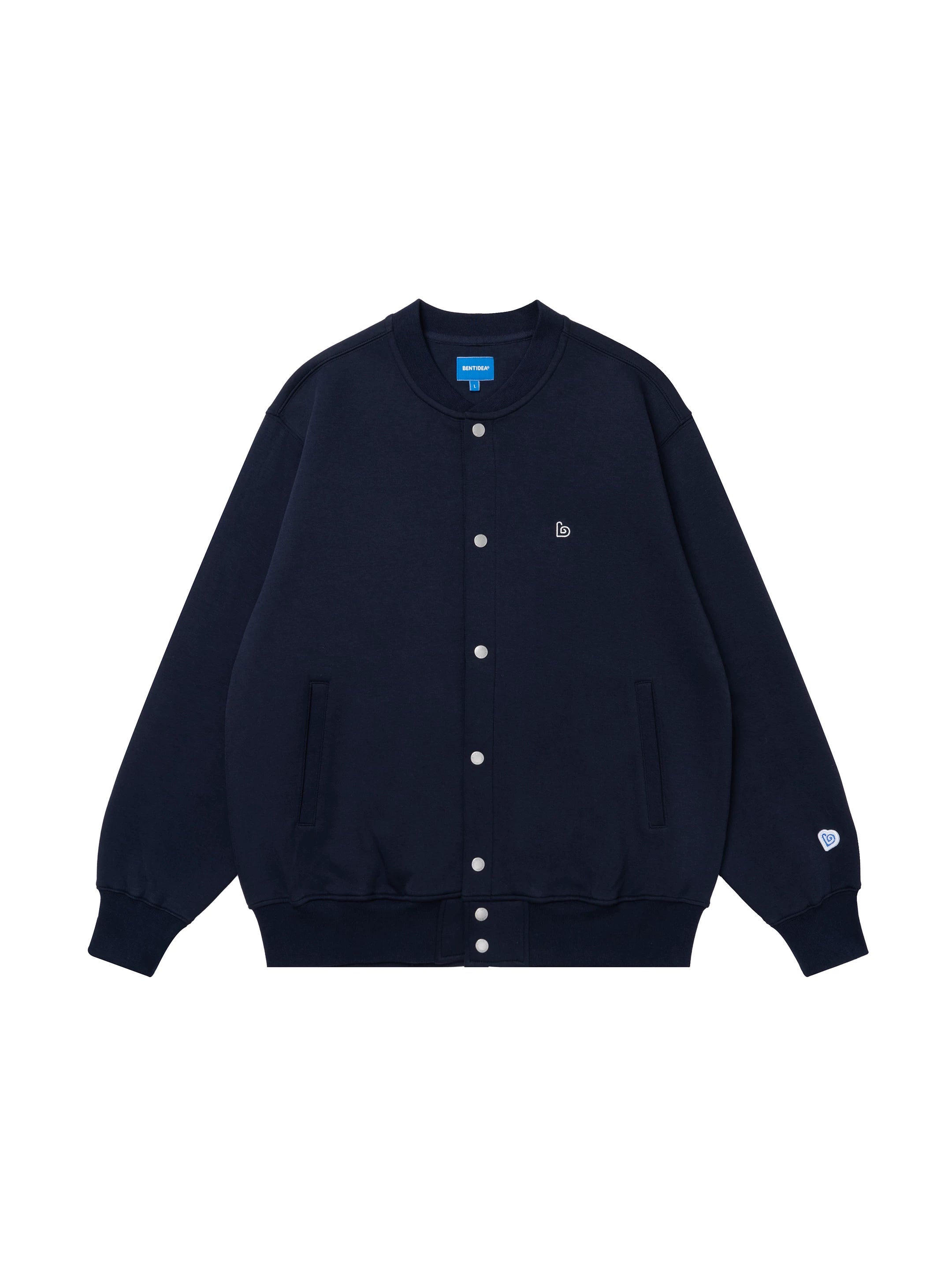 BENT IDEA Crew Neck Loose Baseball Sweater Jacket