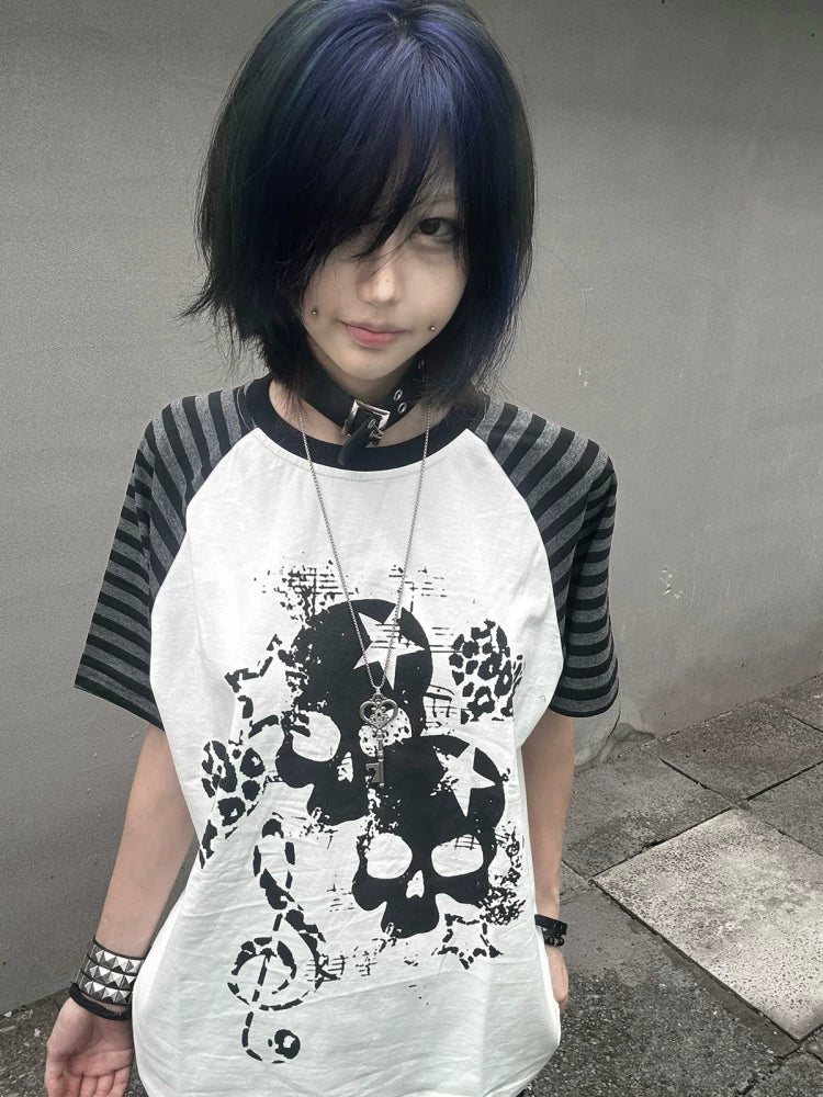 WETBODY Tattoo Skull Print Shoulder Tee