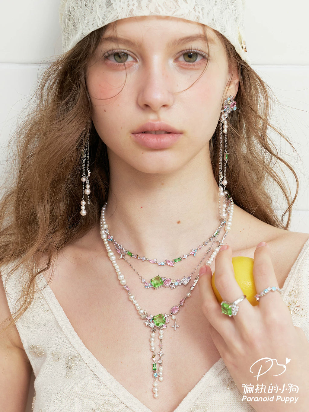 PP Colored Diamond Pearl Fringed Earrings