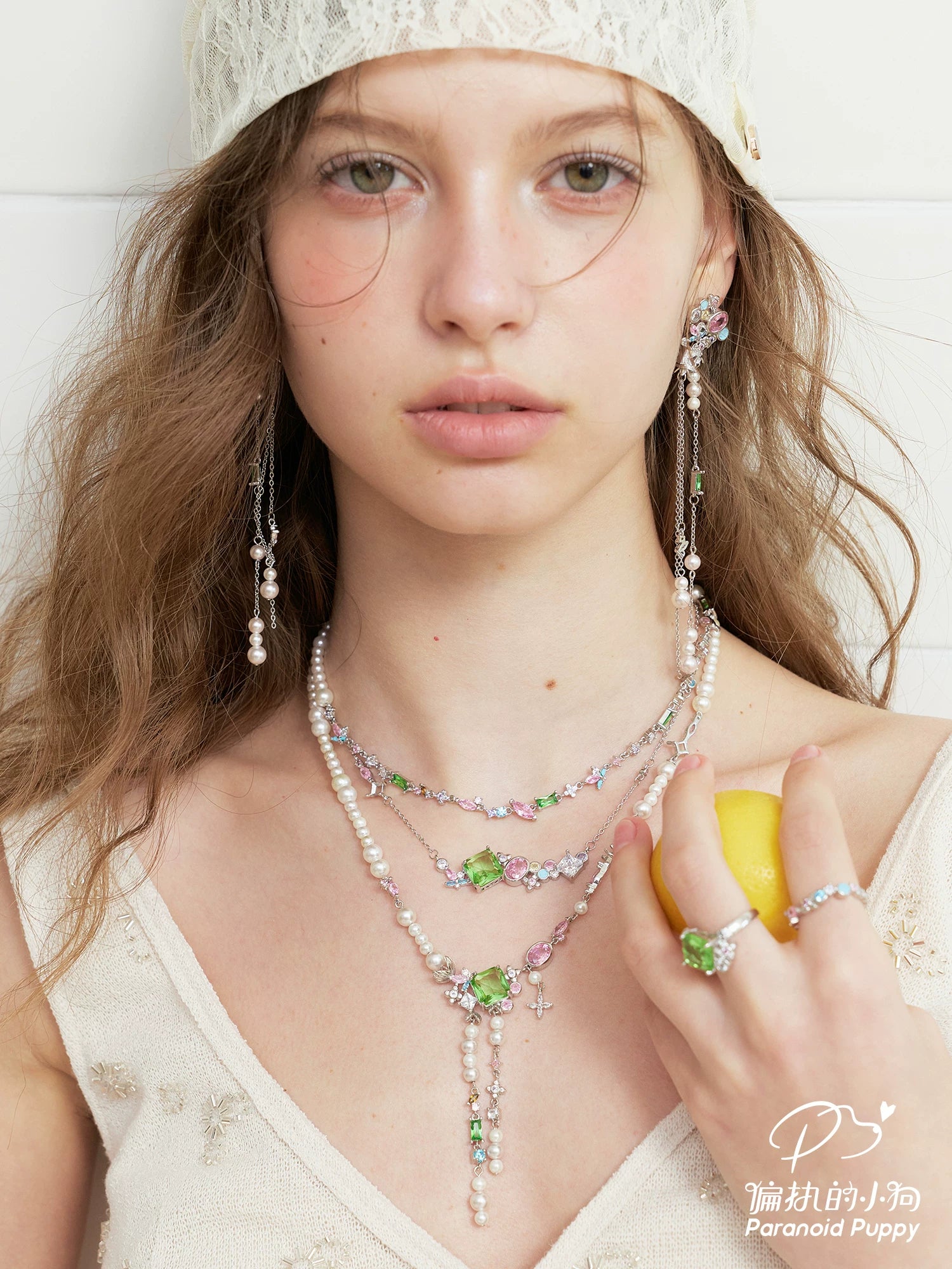 PP Colored Diamond Pearl Fringed Earrings