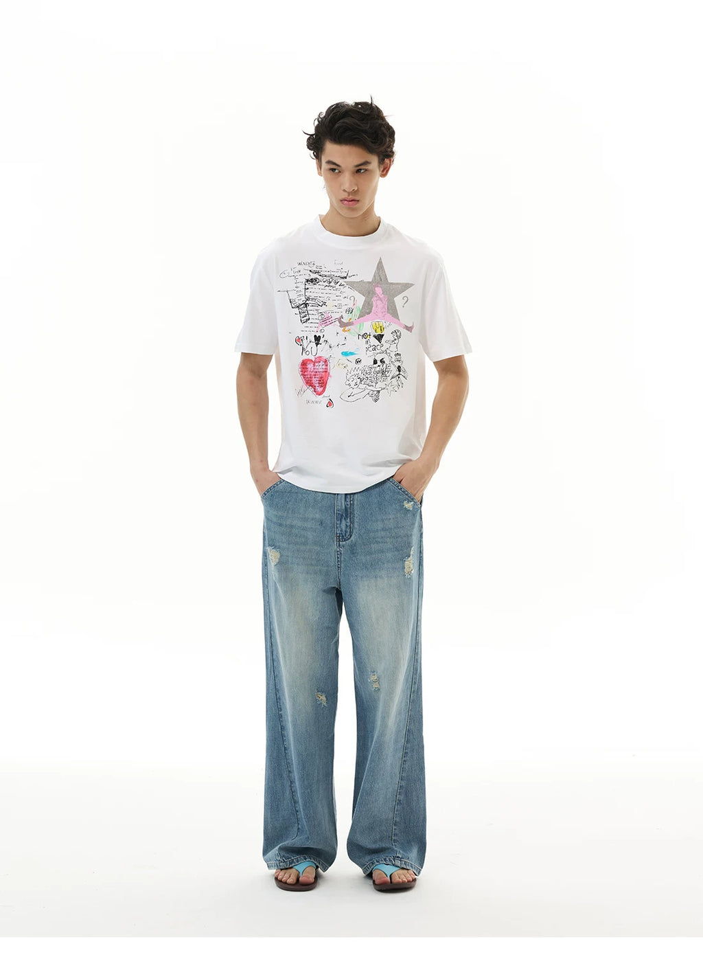 WLNEXT Vintage Ripped Loose Jeans