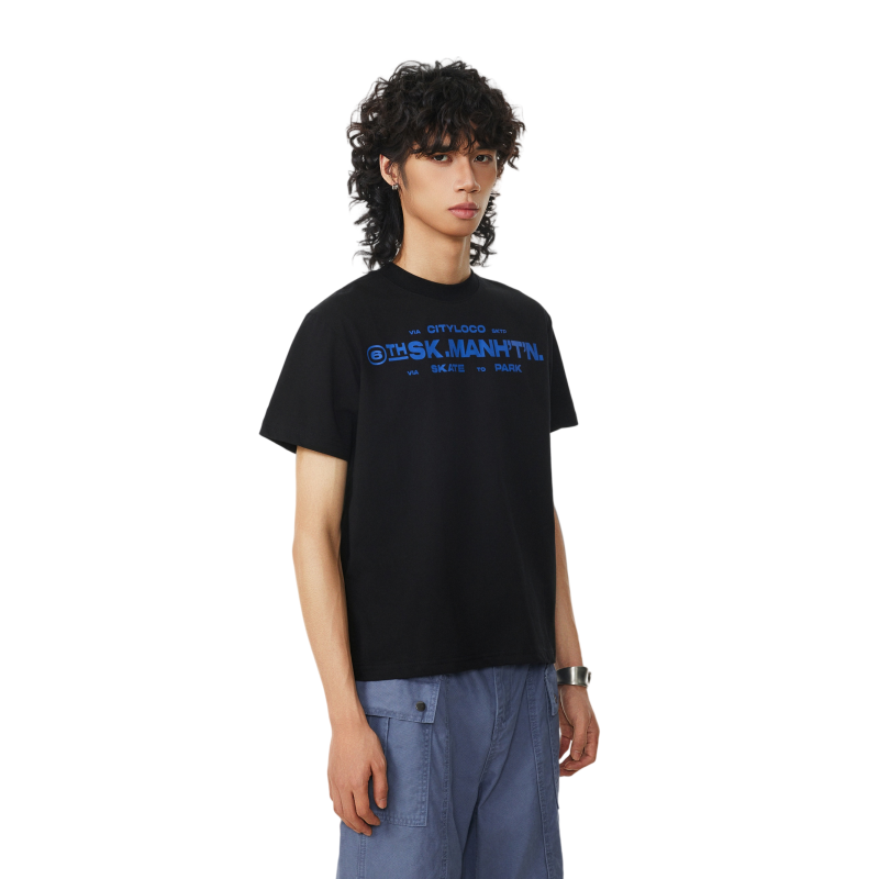 BTSG Slack Shoulder Vintage Slogan Print Tee