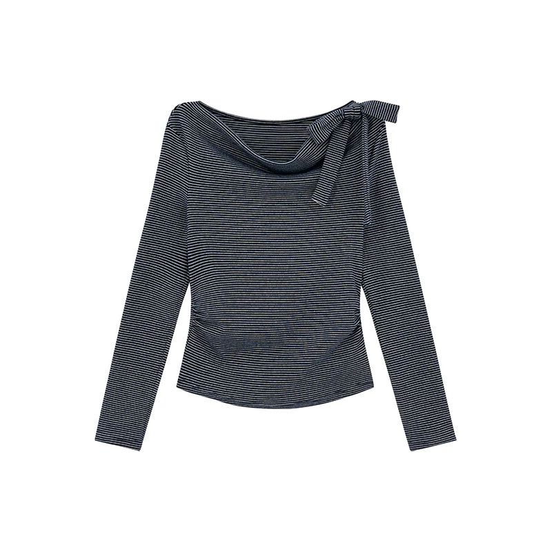 Kano Swing Neck Strap Striped Long Sleeve