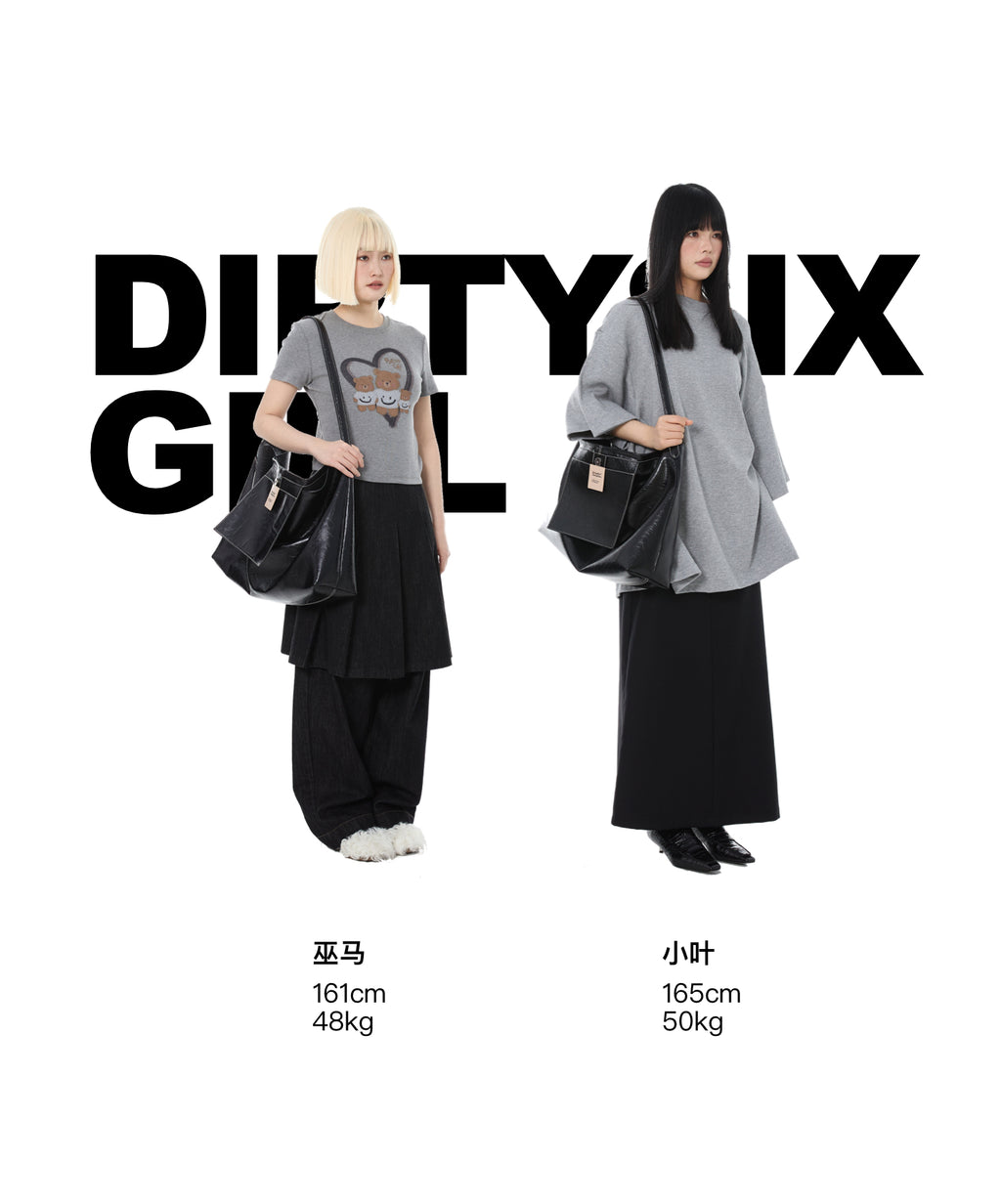 DirtySix Cow Leather Jill big pocket cowhide soft leather tote bag