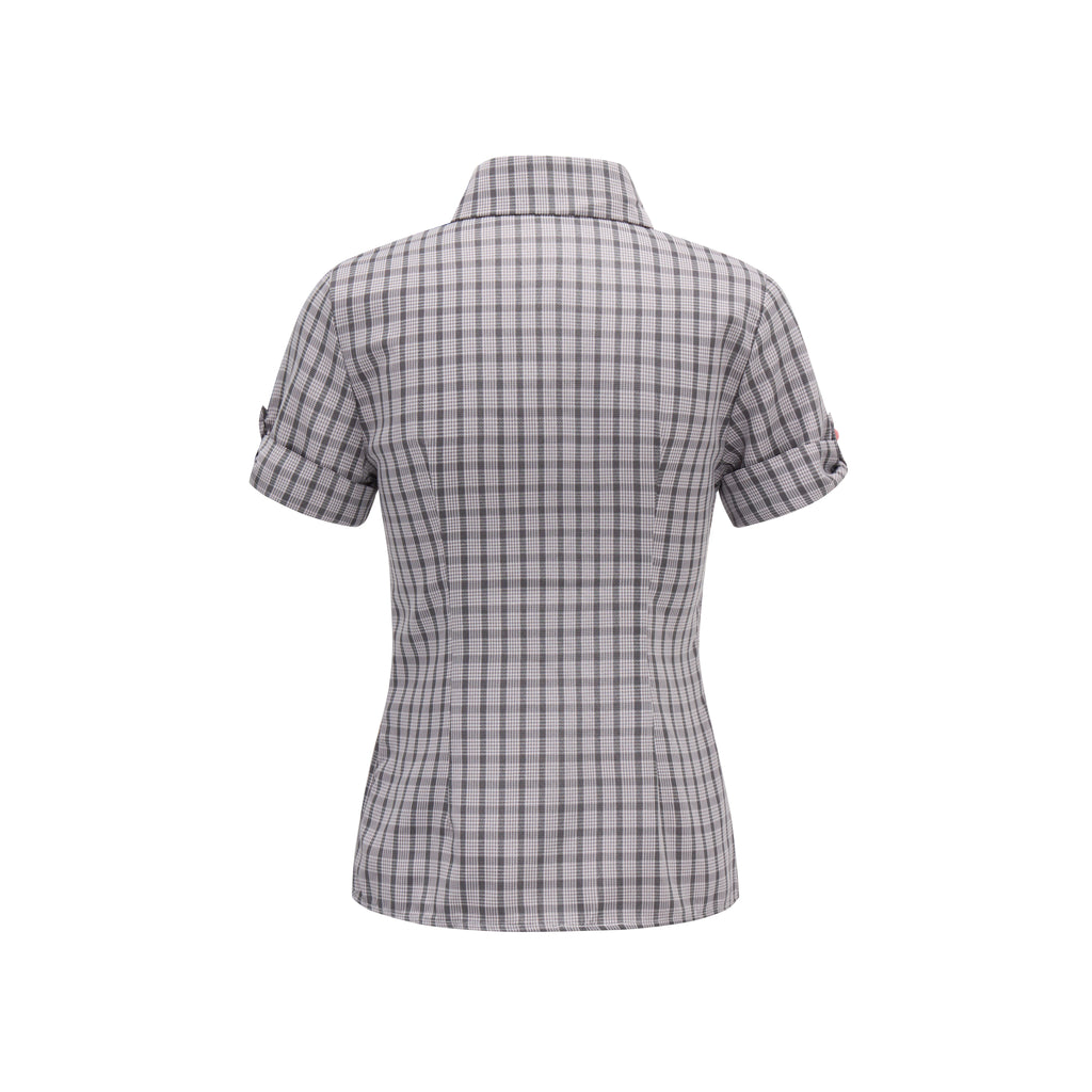 JIKOO Contrasting Checked Waist Shirt