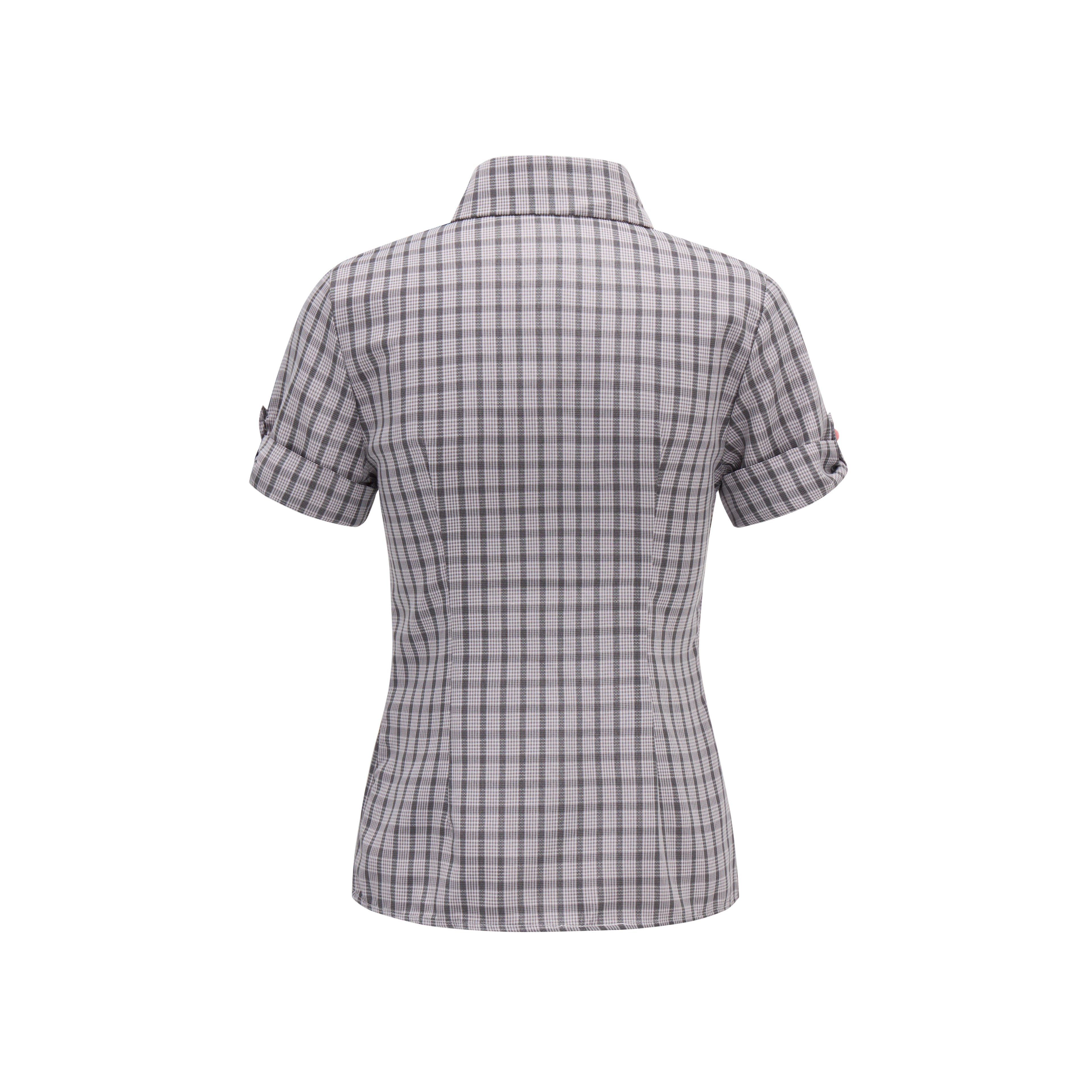 JIKOO Contrasting Checked Waist Shirt