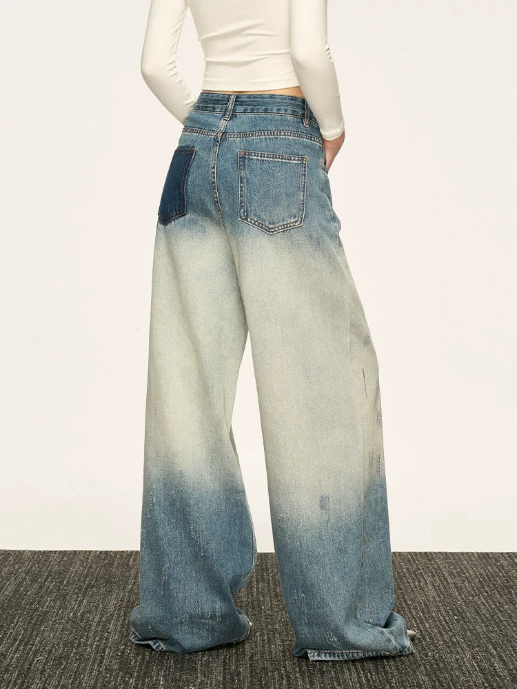 Aaisup Retro Gradual Change Straight Jeans