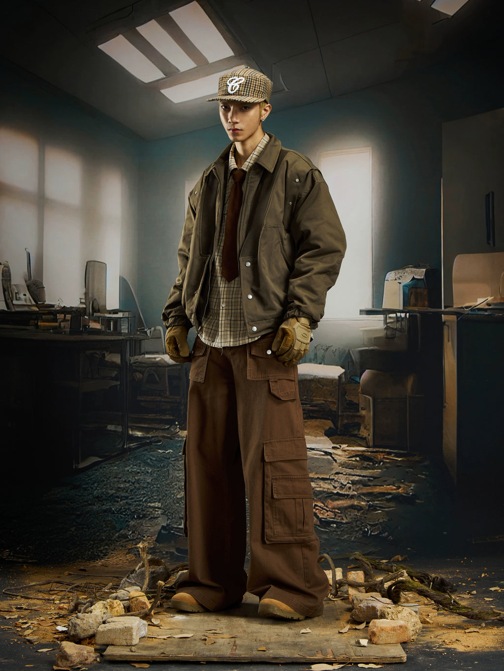 NOMANIAI Fake Two-piece Lapel V-neck Jacket