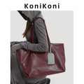 KoniKoni Leather Large Capacity Shoulder Bag