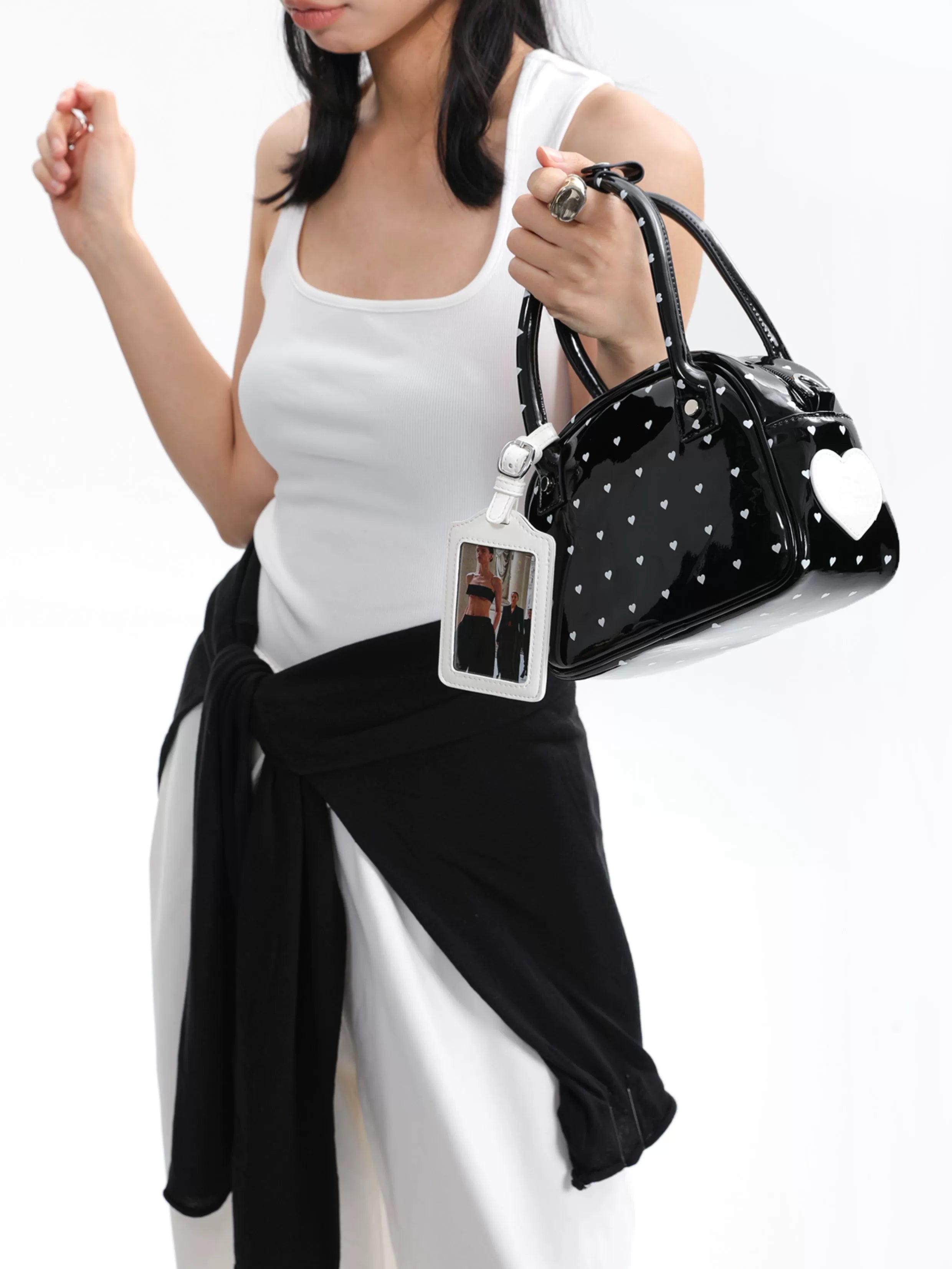 JANDRESS Love Polka Dot Contrasting Color Portable Messenger Small Square Bag