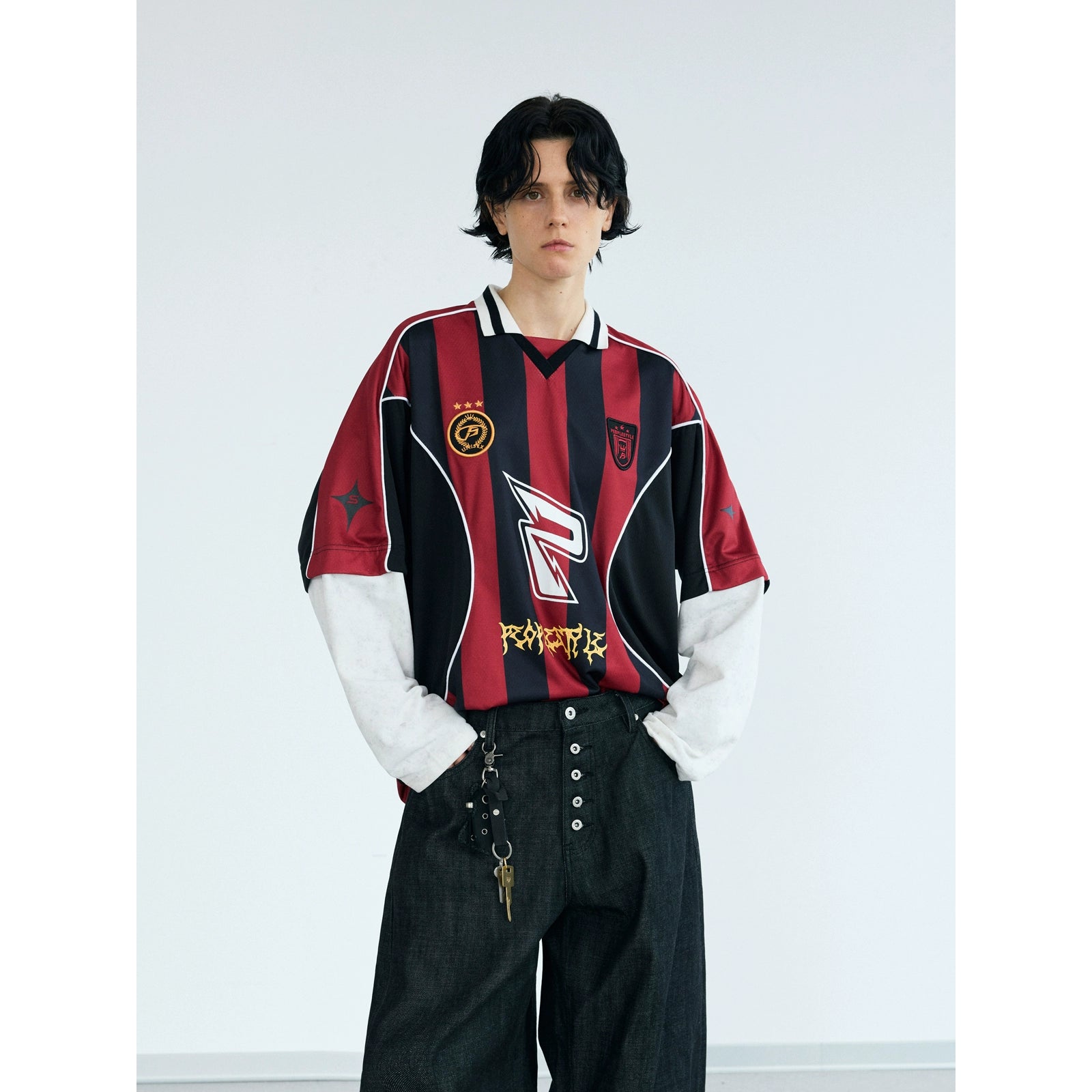 PEOPLESTYLE Fake Two-piece Color Matching Racing Quick-drying Tee