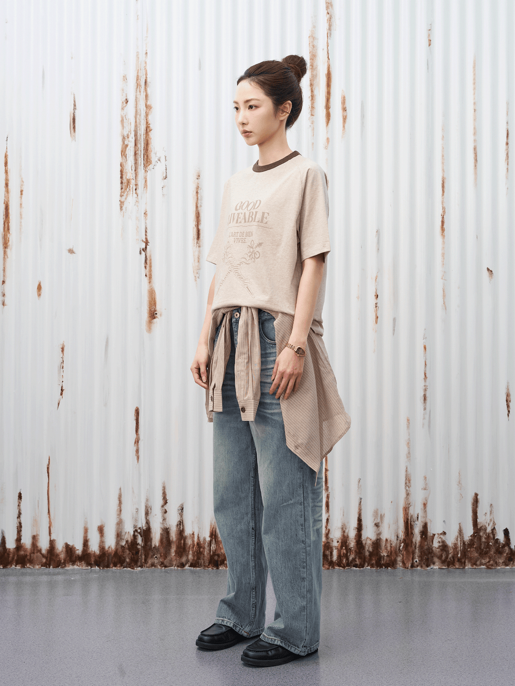 GOODLIVABLE Cool Shoulder Micro Loose Tee