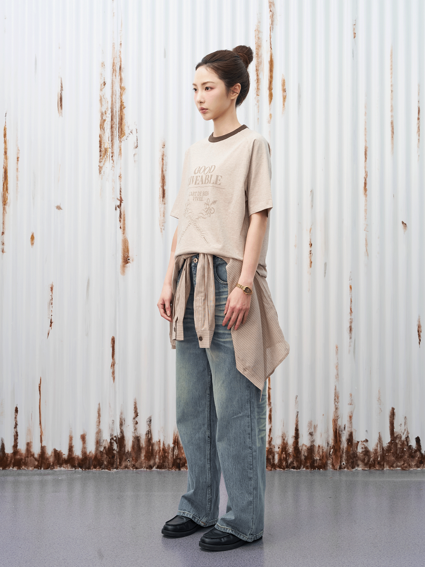 GOODLIVABLE Cool Shoulder Micro Loose Tee