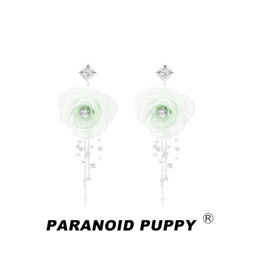 PP Tulle Flower Pearl Earrings