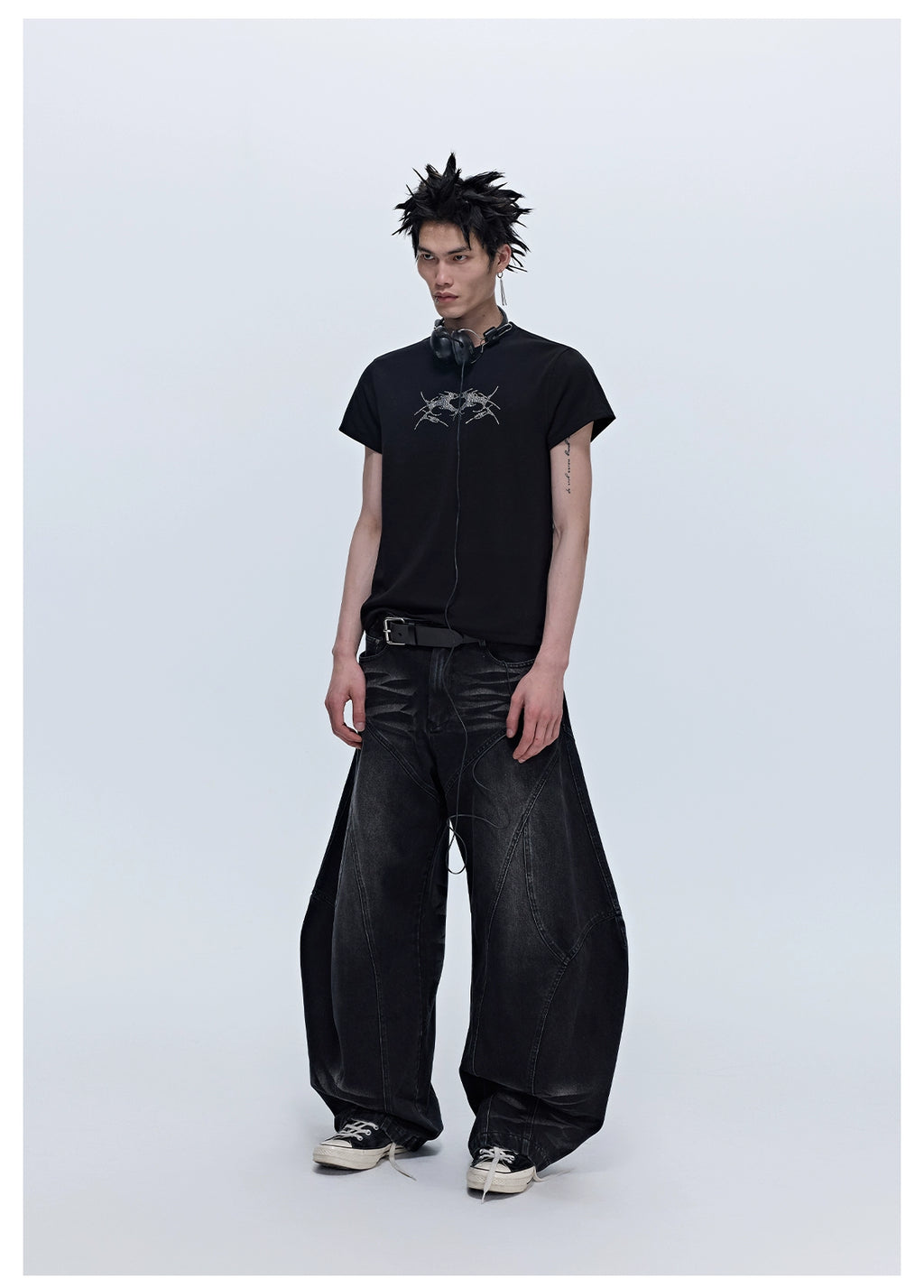 SGW "Wings of Thorns" Hot Diamond Subculture Elastic Slim Sleeve Short Sleeve Tee