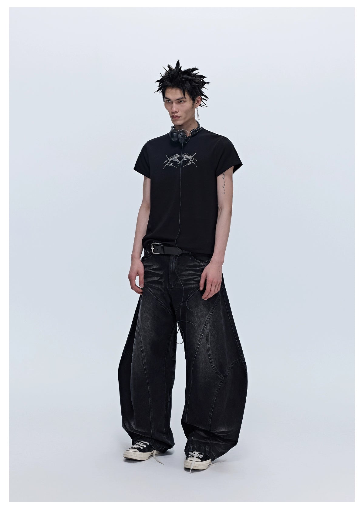 SGW "Wings of Thorns" Hot Diamond Subculture Elastic Slim Sleeve Short Sleeve Tee